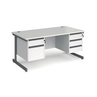 Essential office rectangular desk with cantliever leg and two fixed pedestals