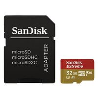 32GB microSDHC Sandisk Extreme U3 V30 A1 UHS-I Class 10 + adapter (SDSQXAF-032G-GN6AA / 173417)