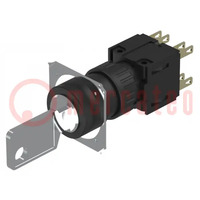 Switch: rotary with key; 22mm; Stabl.pos: 2; NC x2 + NO x2; flat