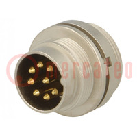 Connector: M16; socket; male; soldering; PIN: 8; 5A; 60V; IP40