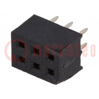 Socket; pin strips; female; PIN: 6; straight; 2mm; THT; 2x3; L2.7mm