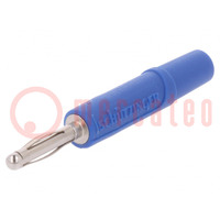 Connector: 2mm banana; plug; 10A; 33VAC; 70VDC; blue; nickel plated