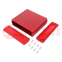 Carcasa: universal; X: 146,6mm; Y: 129mm; Z: 41,6mm; aluminio; rojo