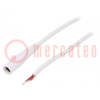 Cable; 1x1mm2; wires,DC 5,5/2,1 socket; straight; white; 1.5m