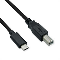 ROLINE USB 2.0 Typ C Kabel, C - B, ST/ST, schwarz, 4,5 m