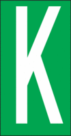 Buchstaben - K, Grün, 38 x 22 mm, Baumwoll-Vinylgewebe, Selbstklebend, B-500