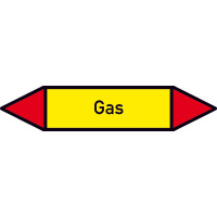 Rohrleitungskennzeichnung/Pfeil Gruppe4 Brenn. Gase(gelb,rot),selbstkl12,6x2,6cm Version: P4043 - Gas P4043