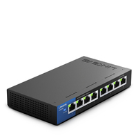Linksys LGS108 Nie zarządzany L2 Gigabit Ethernet (10/100/1000) Czarny, Niebieski