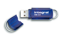 Integral 16GB USB3.0 DRIVE COURIER BLUE UP TO R-80 W-10 MBS USB flash drive USB Type-A 3.2 Gen 1 (3.1 Gen 1) Blauw, Zilver