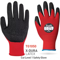 Handschuh Traffi Glove ROT, TG1050, Gr. 9, (Cut Level 1), Latex-Beschichtung