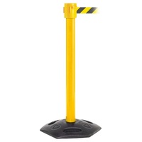WeatherMaster 335 Heavy Duty Retractable Belt Barrier - 10.6m Belt with Warning Message - Black - Authorized Access Only - Yellow belt