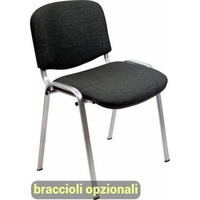 Sedia visitatore 4 gambe Unisit Dado D5G acciaio grigio - rivestimento eco nero - Conf. 2 pezzi - D5G/2/EN