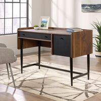 Hampstead Park Compact Home Office Desk Walnut with Black Accent Panels and Frame - 5420284 -
