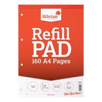 Silvine Refill Pad Headbound 75gsm Ruled Margin Perf Punched 4 Holes 160pp A4 Red Ref A4RPFM [Pack 6]