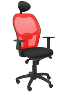 Silla Operativa de oficina Jorquera malla roja asiento bali negro con cabecero fijo