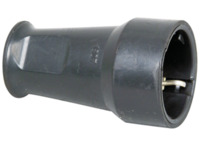 Gummi Schuko-Kupplung gerade, 3 x 1,5 mm², schwarz, 16 A/250 V, IP20