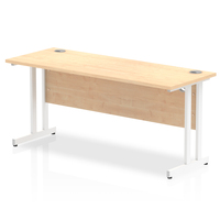 Impulse 1600 x 600mm Straight Desk Maple Top White Cantilever Leg MI002429
