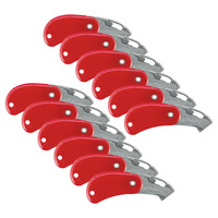 Pacific Handy Cutter® klappbares Sicherheitsmesser, POCKET SAFETY CUTTER, 12 Stück, Rotes Cuttermesser inkl. automatischem Klingenrückzug und Öse