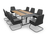 Titelbild: Konferenztisch-Set ANJA280 in Grau-Nussbraun + 8 Stühle MARIE