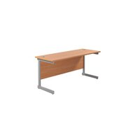 Jemini Single Rectangular Desk 1600x600x730mm Beech/Silver KF800648