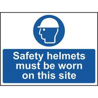 Safety helmets must be worn on this site sign