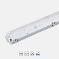 IP65 LED fixation Tri-proof pour tube T8, PC + clips en acier inoxydable, 1560*72*80