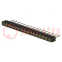Socket; pin strips; female; PIN: 16; low profile,turned contacts