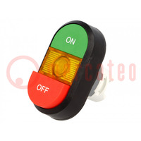 Switch: double; 22mm; Stabl.pos: 1; green-red; MLB-1; IP66; Pos: 2