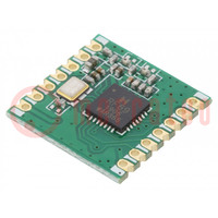 Modul: RF; FM transceiver; FSK; 868MHz; SPI; -120dBm; 1,8÷3,6VDC