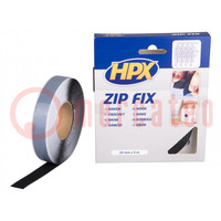 Tape: hook and loop; W: 20mm; L: 5m; Thk: 2.1mm; synthetic rubber
