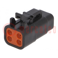 Connector: wire-wire; ATM; female; plug; for cable; PIN: 4; black