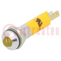 Contrôle: LED; convexe; jaune; 24VDC; Ø8mm; IP67; métal,plastique