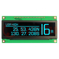 Display: OLED; grafisch; 3,12"; 256x64; Afm: 89,2x44x6mm; blauw
