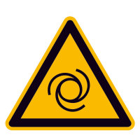 Warnung vor automatischem Anlauf Warnschild auf Bogen, Folienetik, gestanzt,5cm DIN EN ISO 7010 W018 ASR A1.3 W018