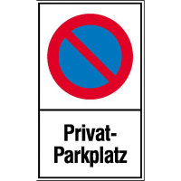 Haltverbotsschild Symbol: Eingeschränktes Haltverbot, Privat-Parkplatz 25x40 cm