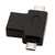 USB redukcja, (2.0), USB A F - microUSB (M) + USB C (M), czarna, plastic bag OTG