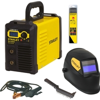 STANLEY 460960 FIRST 160 KIT SOLDADOR MMA ELECTRODOS INVERTER 160A MAX CON CAPUCHA LCD