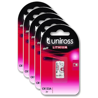 UNIROSS PACK DE 5 PILES LITHIUM CR123A, 3V UNIROSS BATTERIES U1CR123A