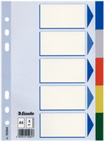 Plastikregister Blanko, A5, PP, 5 Blatt, farbig
