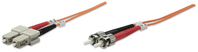 Intellinet Fiber Optic Patch Cable, OM2, ST/SC, 5m, Orange, Duplex, Multimode, 50/125 µm,LSZH, Fibre, Lifetime Warranty, Polybag