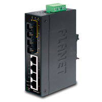 PLANET 4-Port 10/100Base-TX + 2-Port 100Base FX Industrial Fast Ethernet Switch, (-10~60 degrees C oper. temp.)