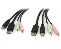 StarTech.com 1,8m 4-in-1 USB DisplayPort KVM-Switch Kabel mit Audio und Mikrofon