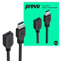 PREVO USBM-USBF-2M-3.0 USB cable USB 3.2 Gen 1 (3.1 Gen 1) USB A Black