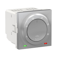 Unica - thermostat chauffage / climatisation - 8A - Alu - méca seul (NU350130)