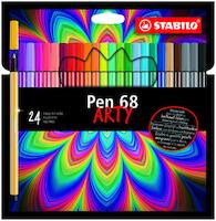 STABILO Pen 68 ARTY feutre de dessin pointe moyenne - Etui carton de 24 feutres - Coloris assortis