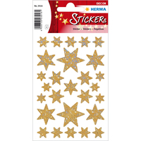 Sticker Sterne 6-zackig, gold/irisierende Folie