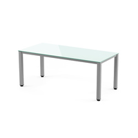 MESA DE OFICINA SERIE EXECUTIVE 200X80 ALUMINIO/ CRISTAL BLANCO