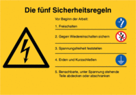 Sicherheitsregel-Schild - Warnung vor elektrischer Spannung, Gelb/Schwarz