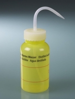 Wasflessen met GHS opdruk LDPE opdruk tekst gedestilleerd water