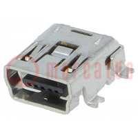 Socket; USB B mini; SMT; PIN: 5; horizontal